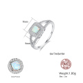 Genuine 925 Sterling Silver CZ Engagement Fire Opal Rings